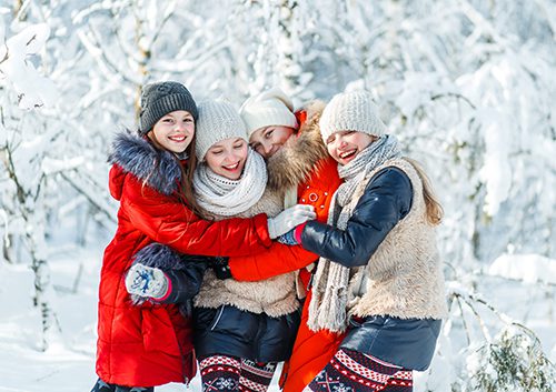 Group hug in a cold weather